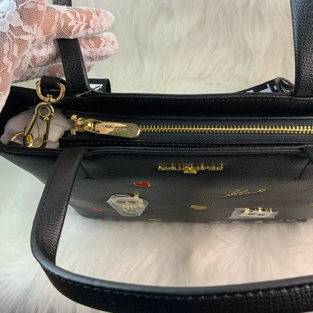 Karl Lagerfeld Maybelle Black Heart Embellished Handbag (NWT) - Picture 11 of 17